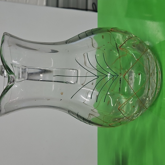 Vintage Handblown Glass Pitcher W/ Flowers - Picture 6 of 7